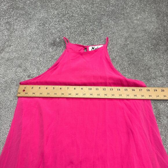 Meghan Los Angeles Halter Mini Tank Slip Dress Womens Medium Pink Lined Chiffon - Picture 8 of 13